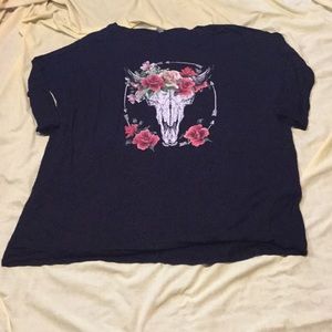 3X Skull and Roses Black Dolman Top